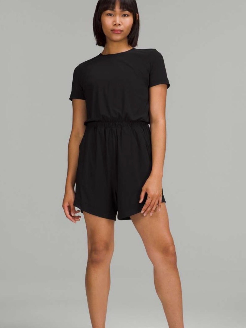lululemon athletica Black Short-Sleeve Open Back Romper